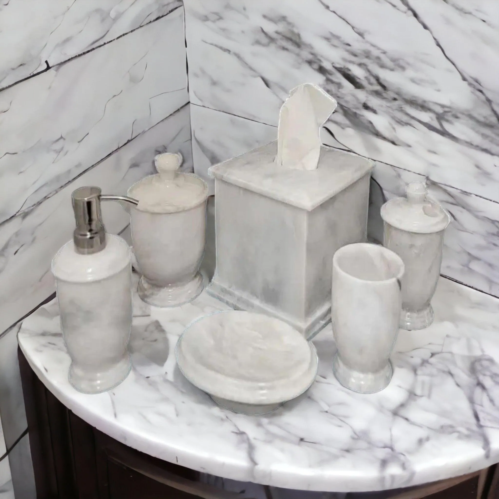 Luxury White Marble Bathroom Set