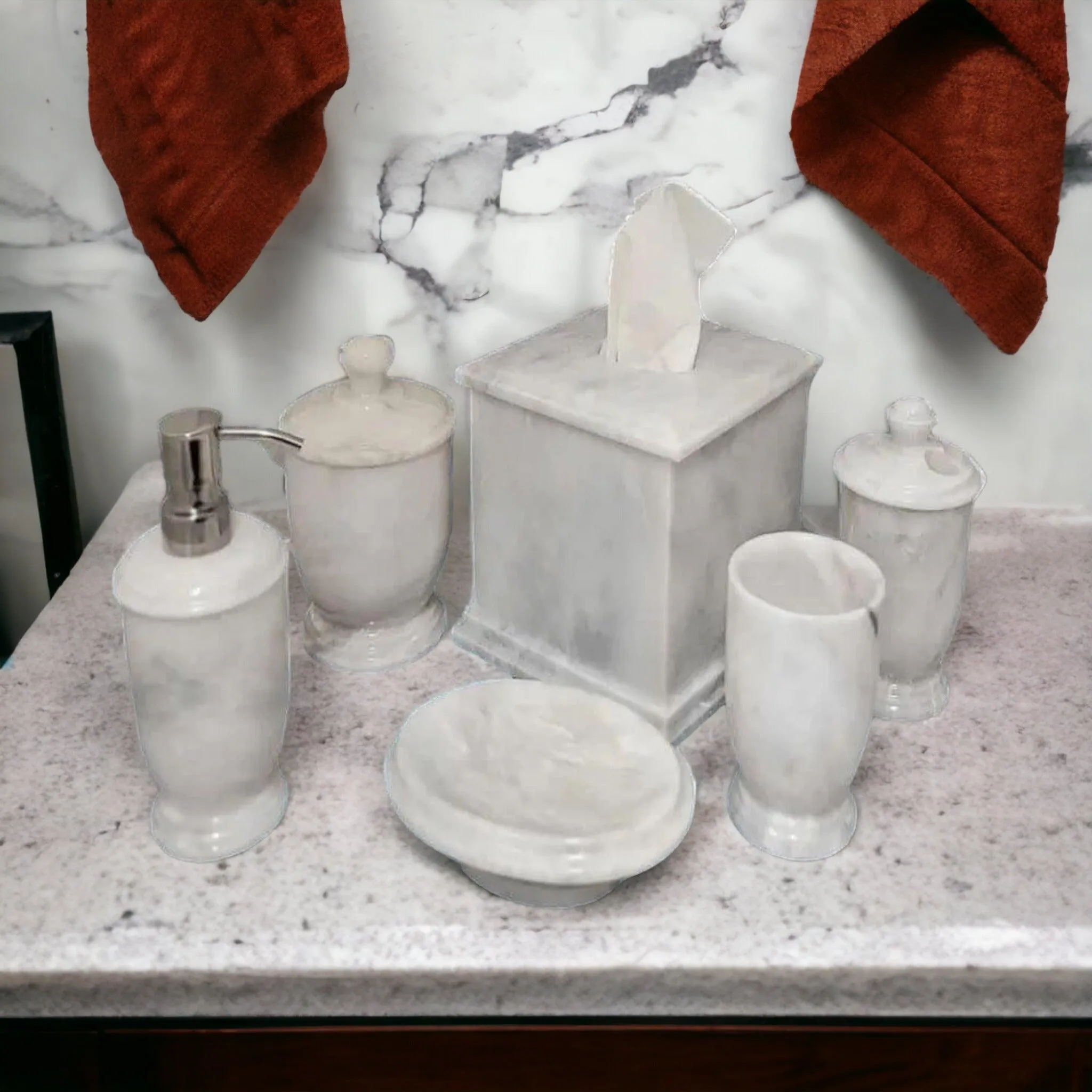 Luxury White Marble Bathroom Set