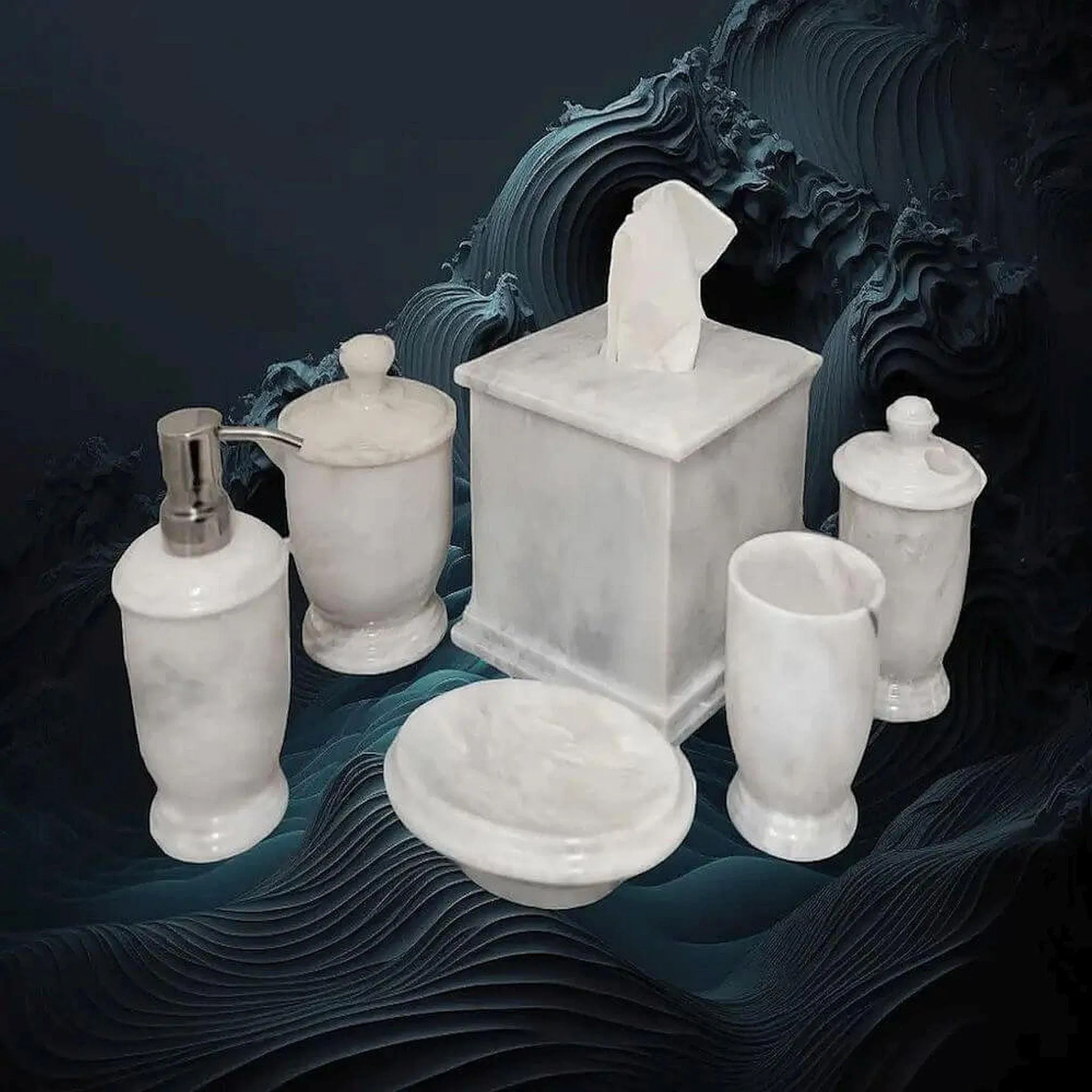 Luxury White Marble Bathroom Set