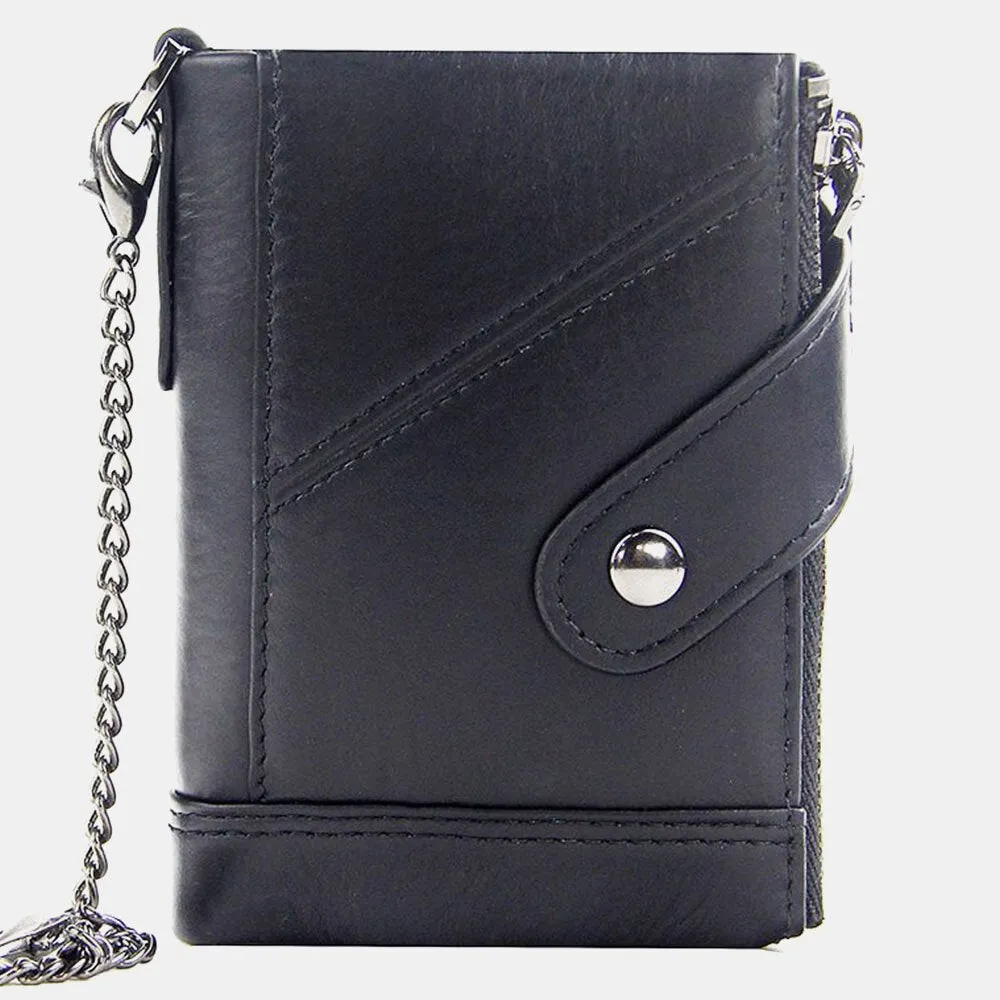 Men Genuine Leather Bifold Retro Multifunction Multi-card Slot Card Holder Coin Purse Money Clip Wallet