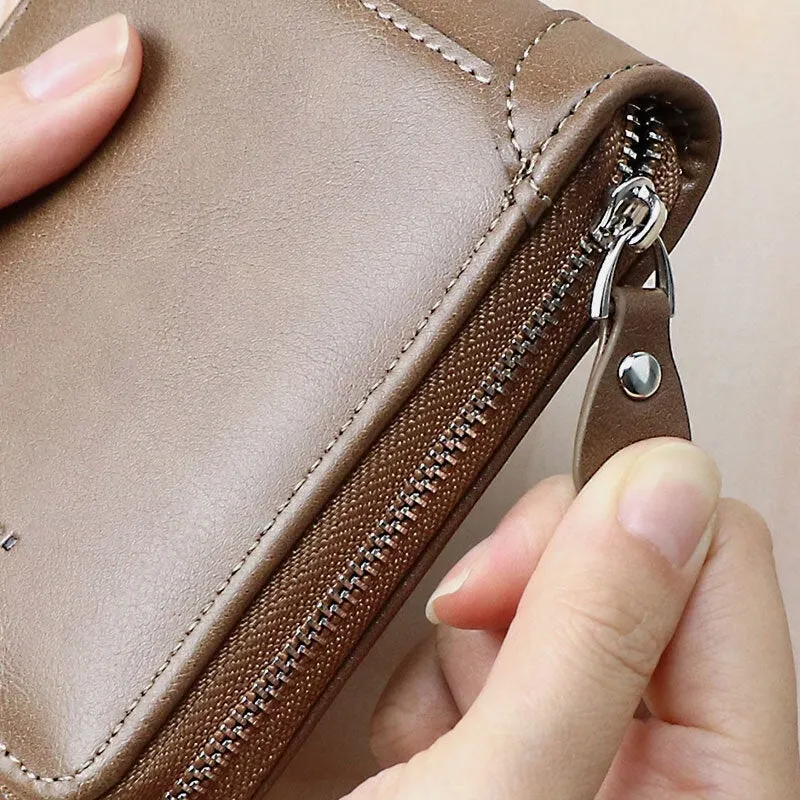 Men PU Leather Short Multi-card Slot Card Holder Retro Zipper Coin Purse Wallet