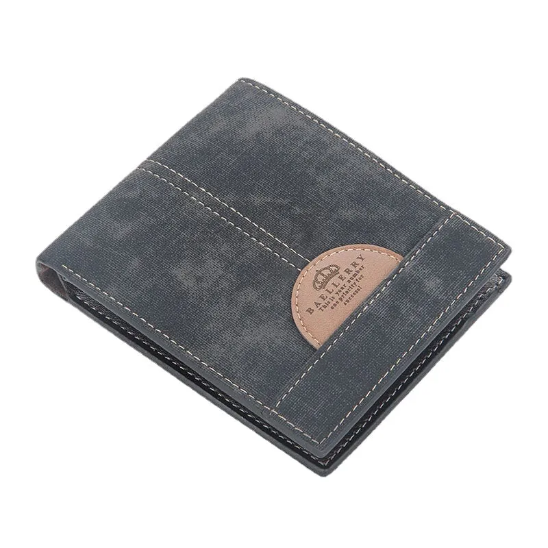 Men Thin Bifold Denim Pattern PU Leather Wallet Multi-card Slot Card Holder Large Capacity Coin Purse