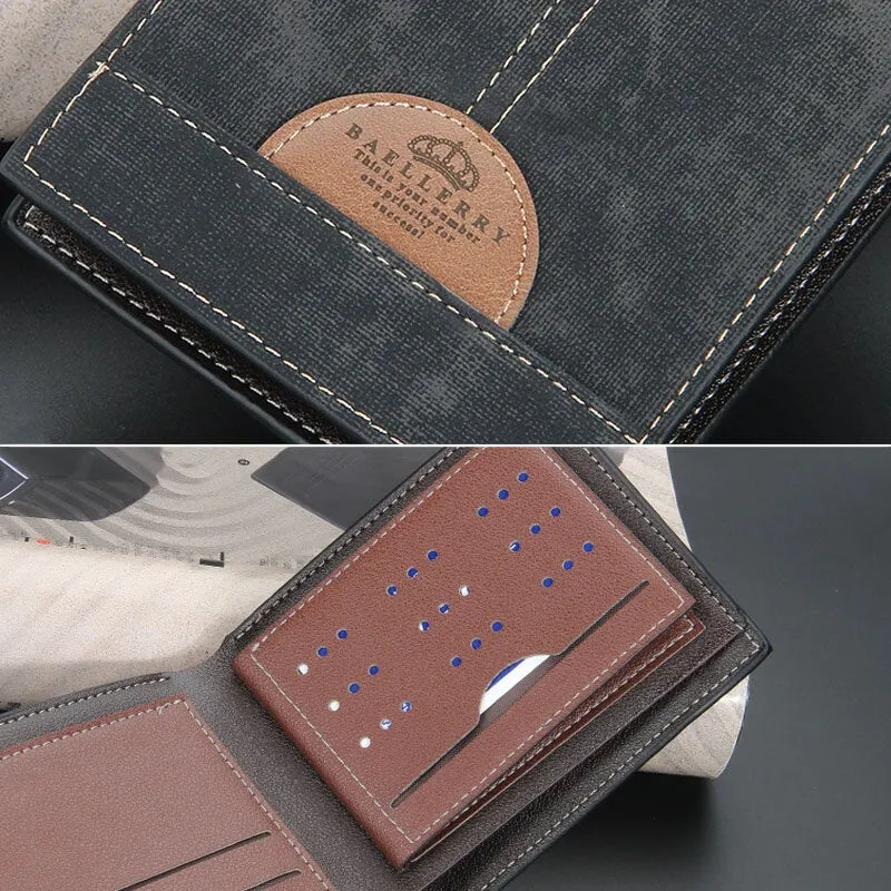 Men Thin Bifold Denim Pattern PU Leather Wallet Multi-card Slot Card Holder Large Capacity Coin Purse