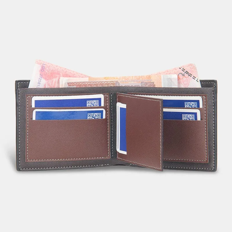 Men Thin Bifold Denim Pattern PU Leather Wallet Multi-card Slot Card Holder Large Capacity Coin Purse