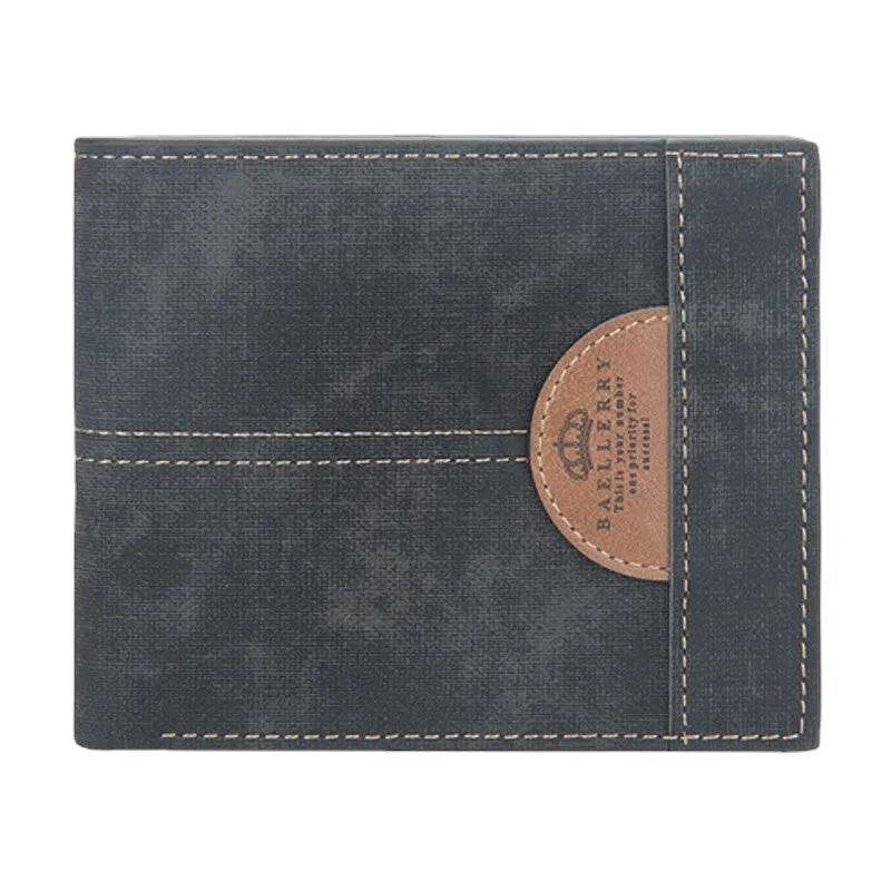 Men Thin Bifold Denim Pattern PU Leather Wallet Multi-card Slot Card Holder Large Capacity Coin Purse