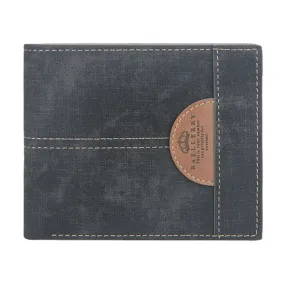 Men Thin Bifold Denim Pattern PU Leather Wallet Multi-card Slot Card Holder Large Capacity Coin Purse