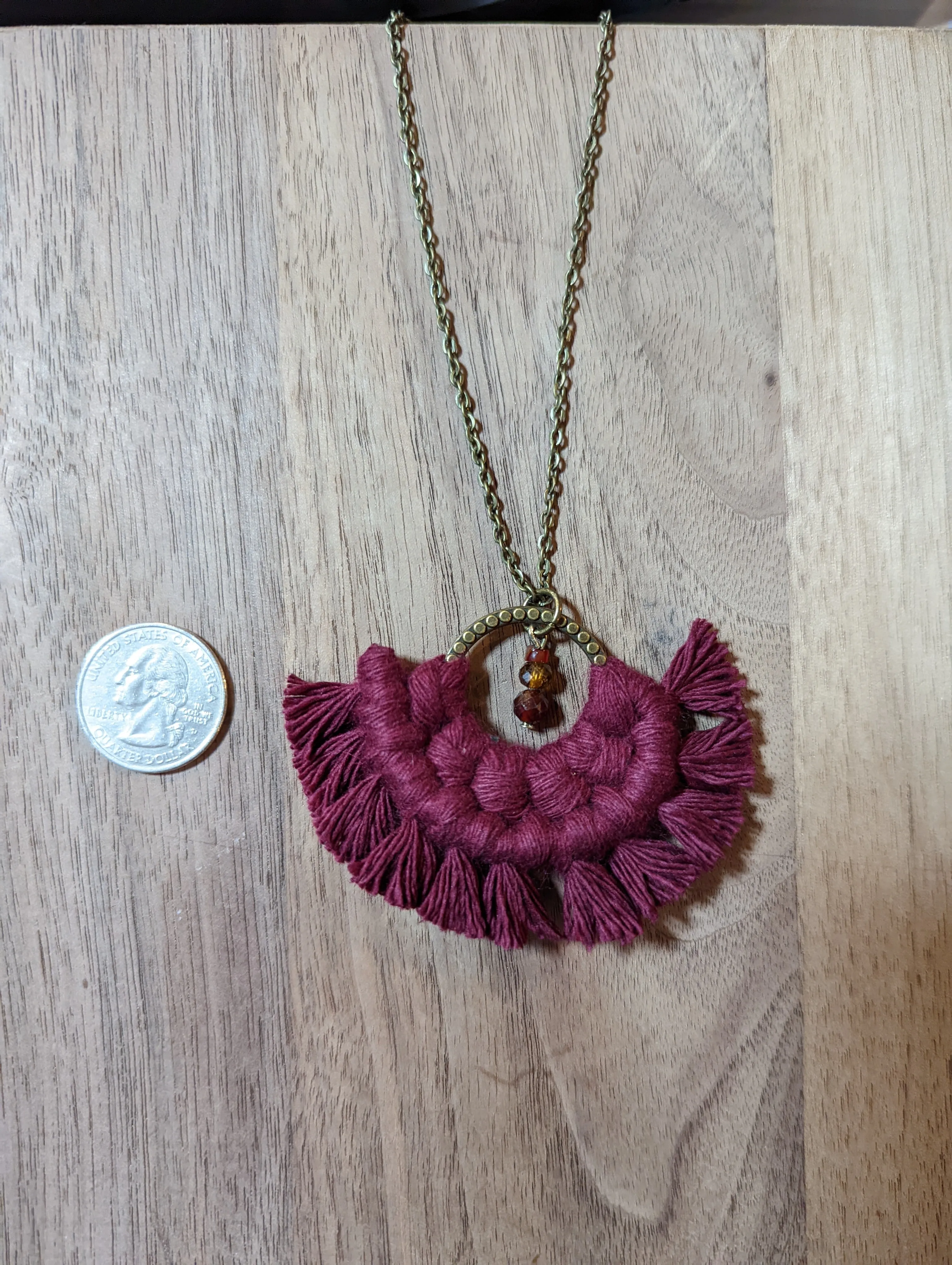 Merlot on Antinqued Bronze Dot Pattern Ring with Hessonite Garnet Stone Accent Necklace