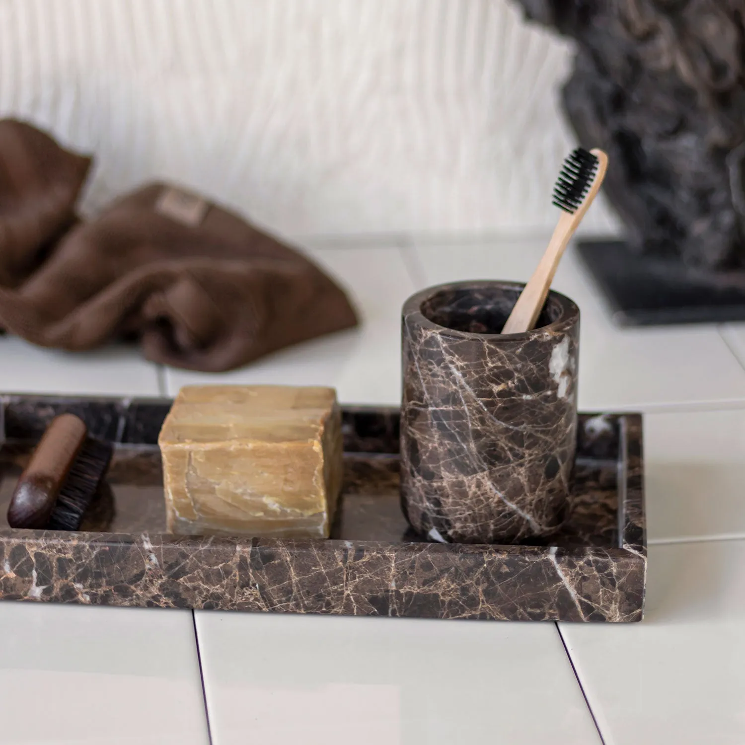 mette ditmer | marble toothbrush holder | brown - DC