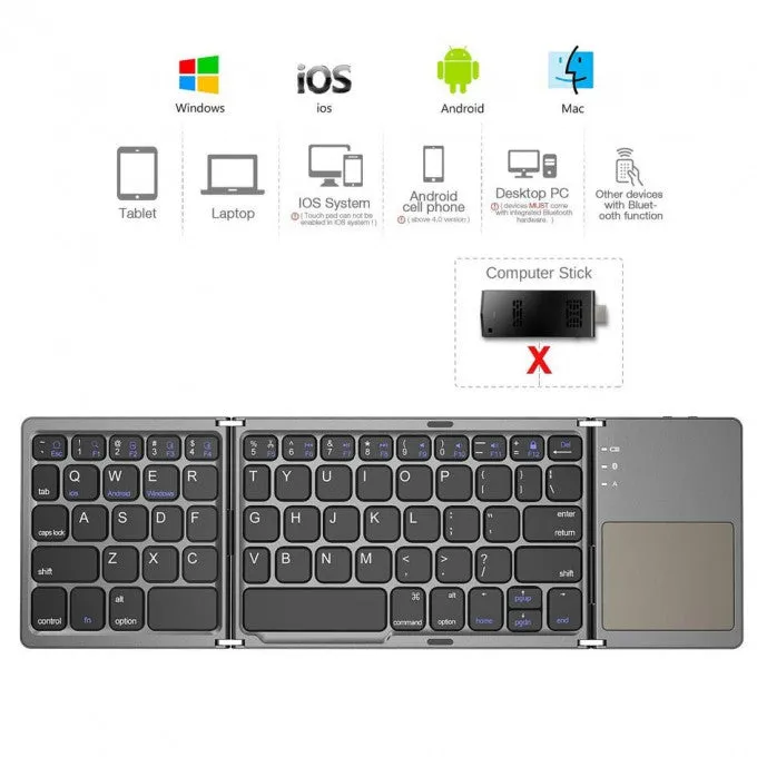 Mini Foldable Bluetooth Keyboard with Touchpad