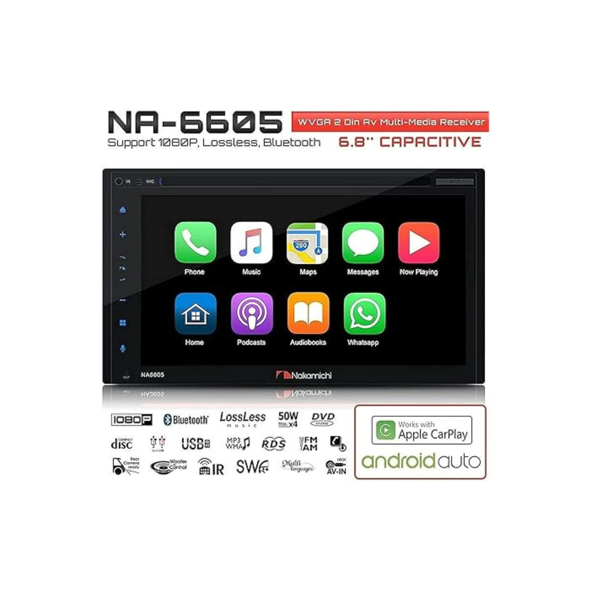 Nakamichi 6.8" Apple CarPlay & AndroidAuto Touchscreen