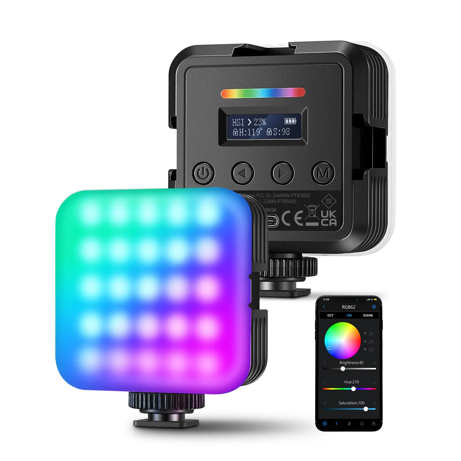 NEEWER RGB62 App Control Magnetic RGB Video Light