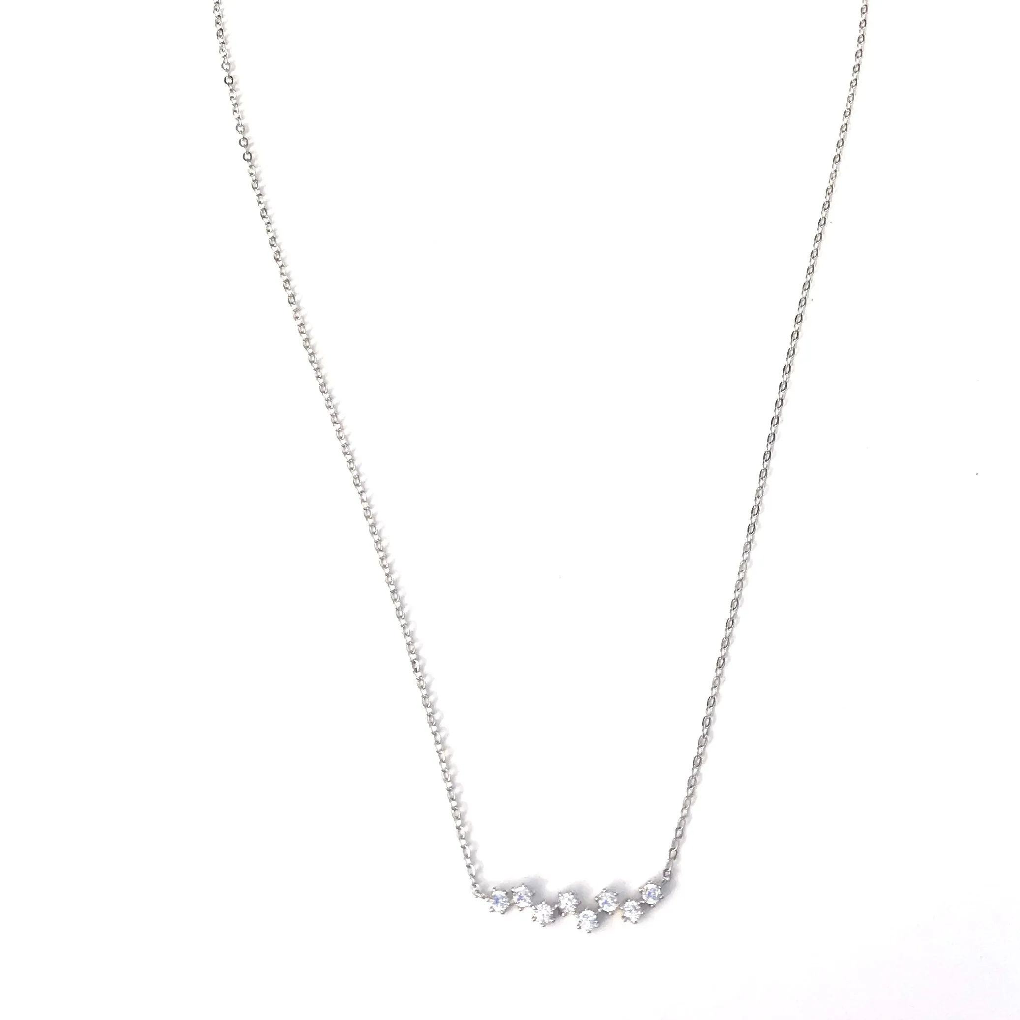 OFFSET CZ BAR NECKLACE