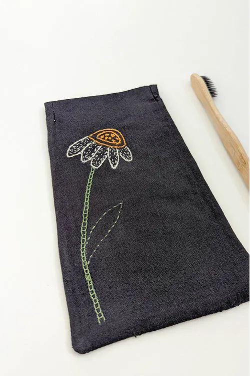 Okhai 'Tulip' Hand Embroidered Pure Cotton Utility Pouch