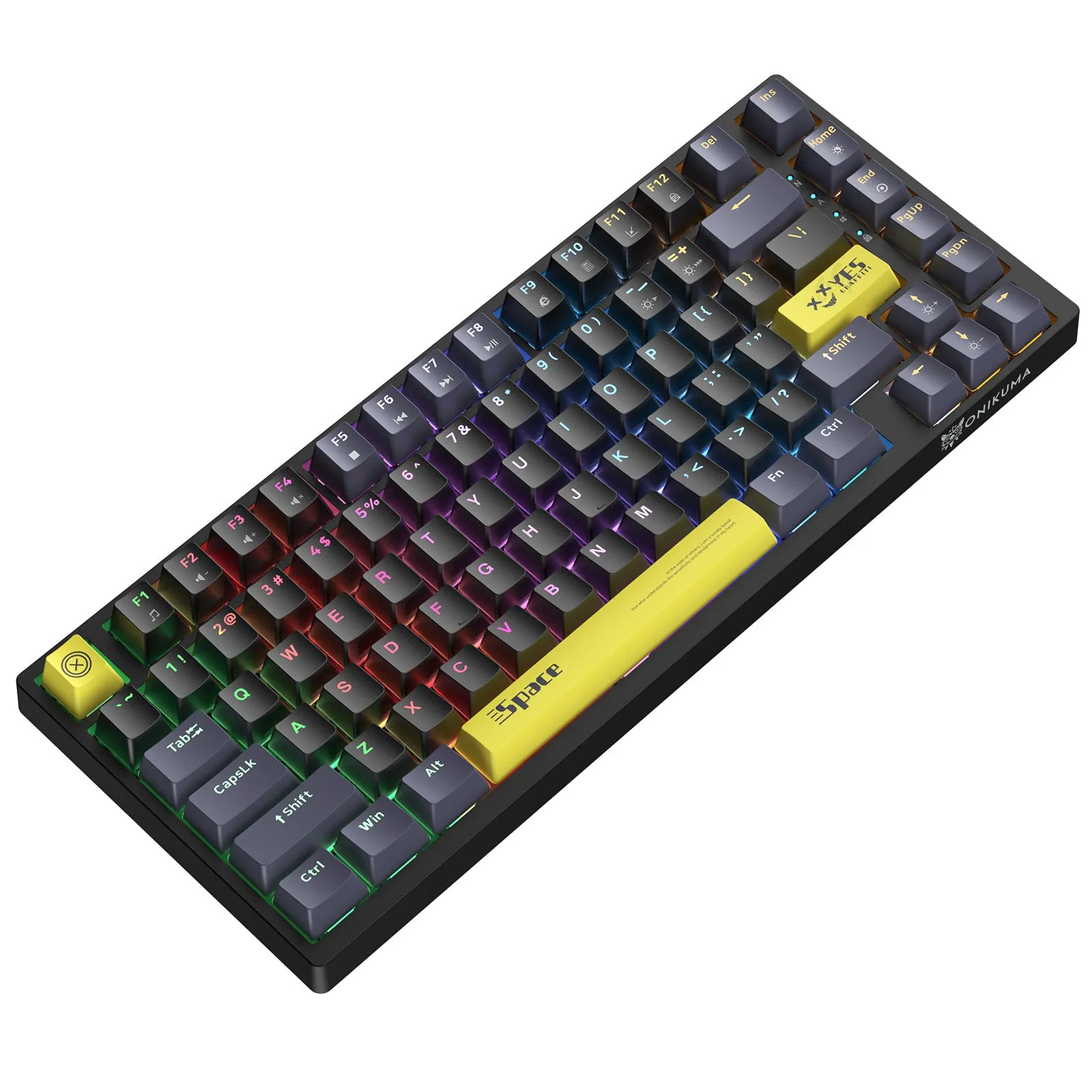 ONIKUMA G52 82 Keys USB Wired Mechanical Keyboard, Professional Gaming Keyboard  with RGB Backlit Matte Key Caps for PC Laptop