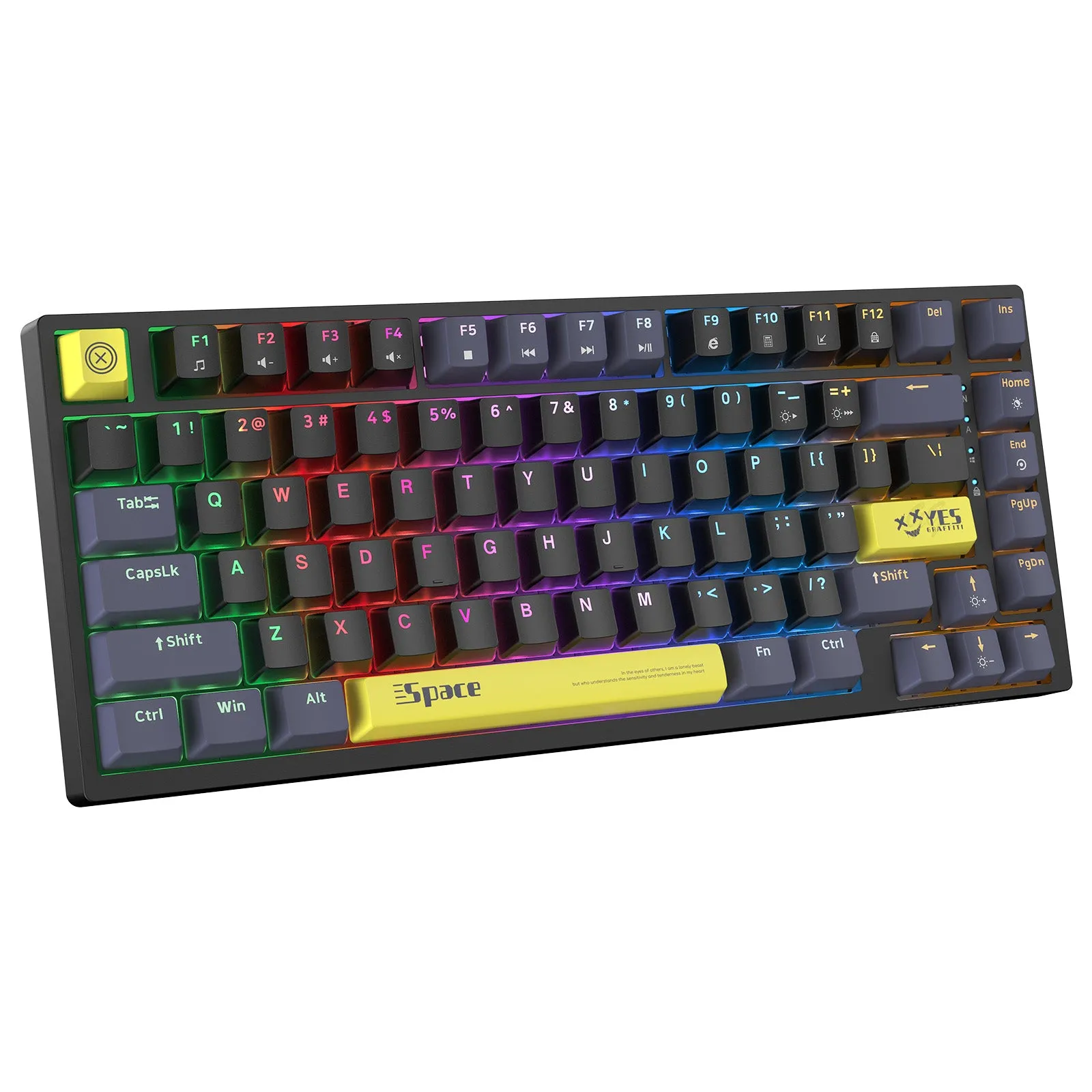 ONIKUMA G52 82 Keys USB Wired Mechanical Keyboard, Professional Gaming Keyboard  with RGB Backlit Matte Key Caps for PC Laptop