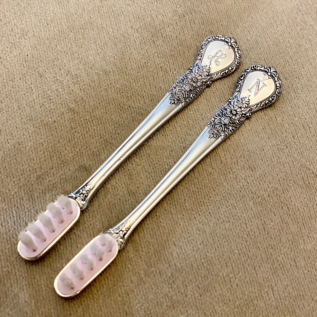 Pewter Handle Blue Baby Toothbrush