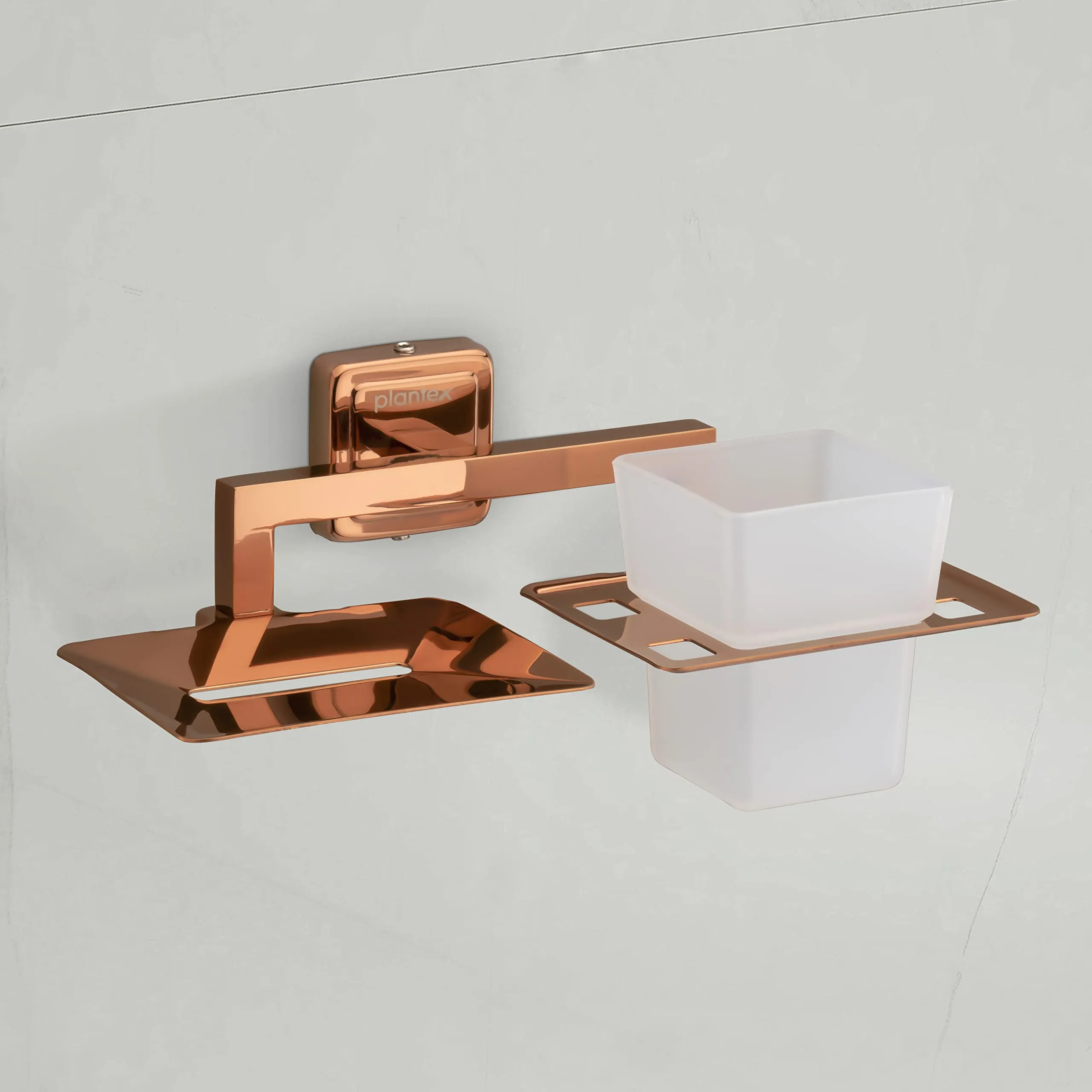 Plantex Decan Rose Gold soap and Brush Holder Stand for Bathroom and wash Basin (304 Stainless Steel)