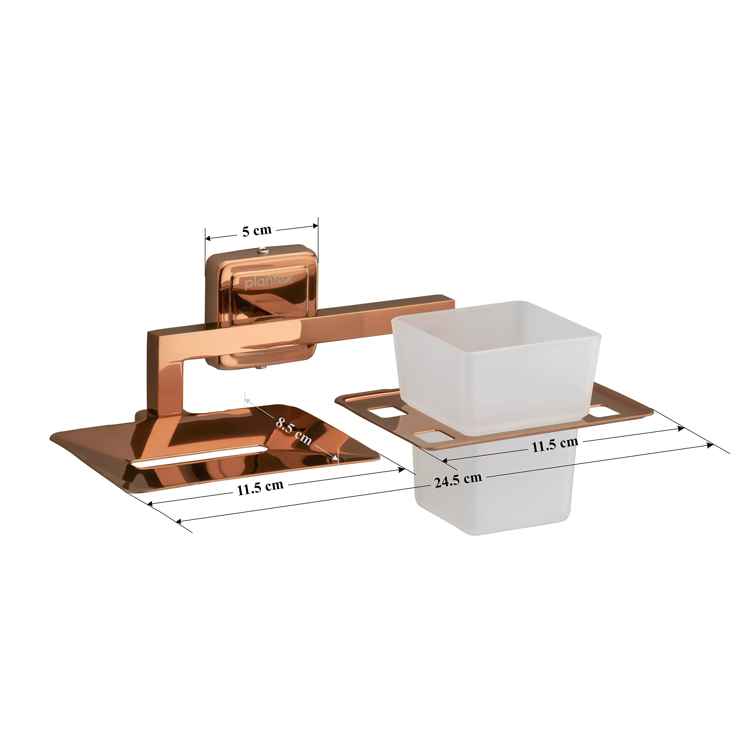 Plantex Decan Rose Gold soap and Brush Holder Stand for Bathroom and wash Basin (304 Stainless Steel)