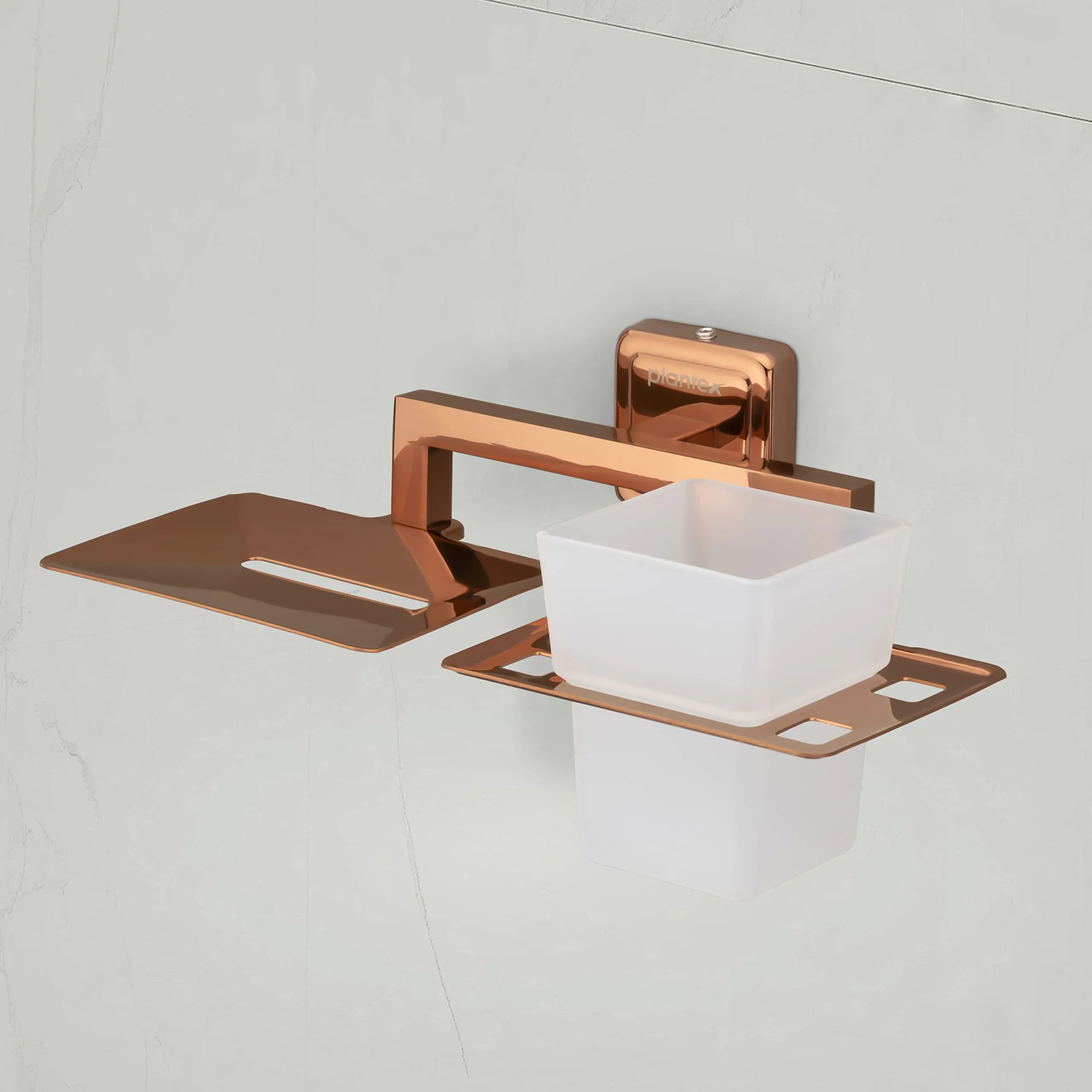 Plantex Decan Rose Gold soap and Brush Holder Stand for Bathroom and wash Basin (304 Stainless Steel)