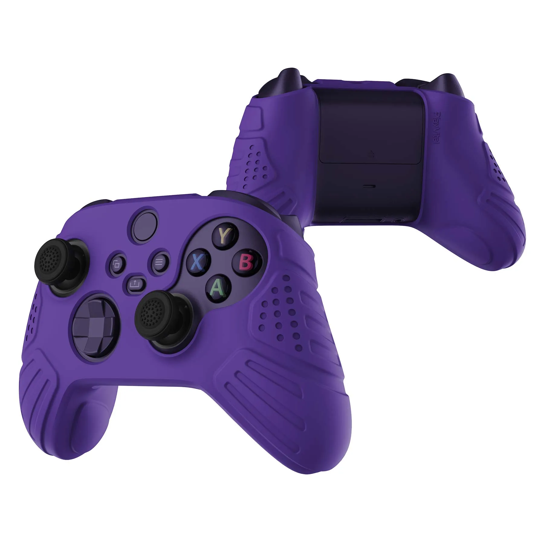 PlayVital Guardian Edition Purple Ergonomic Soft Anti-slip Controller Silicone Case Cover, Rubber Protector Skins with Black Joystick Caps for Xbox Series S and Xbox Series X Controller - HCX3007