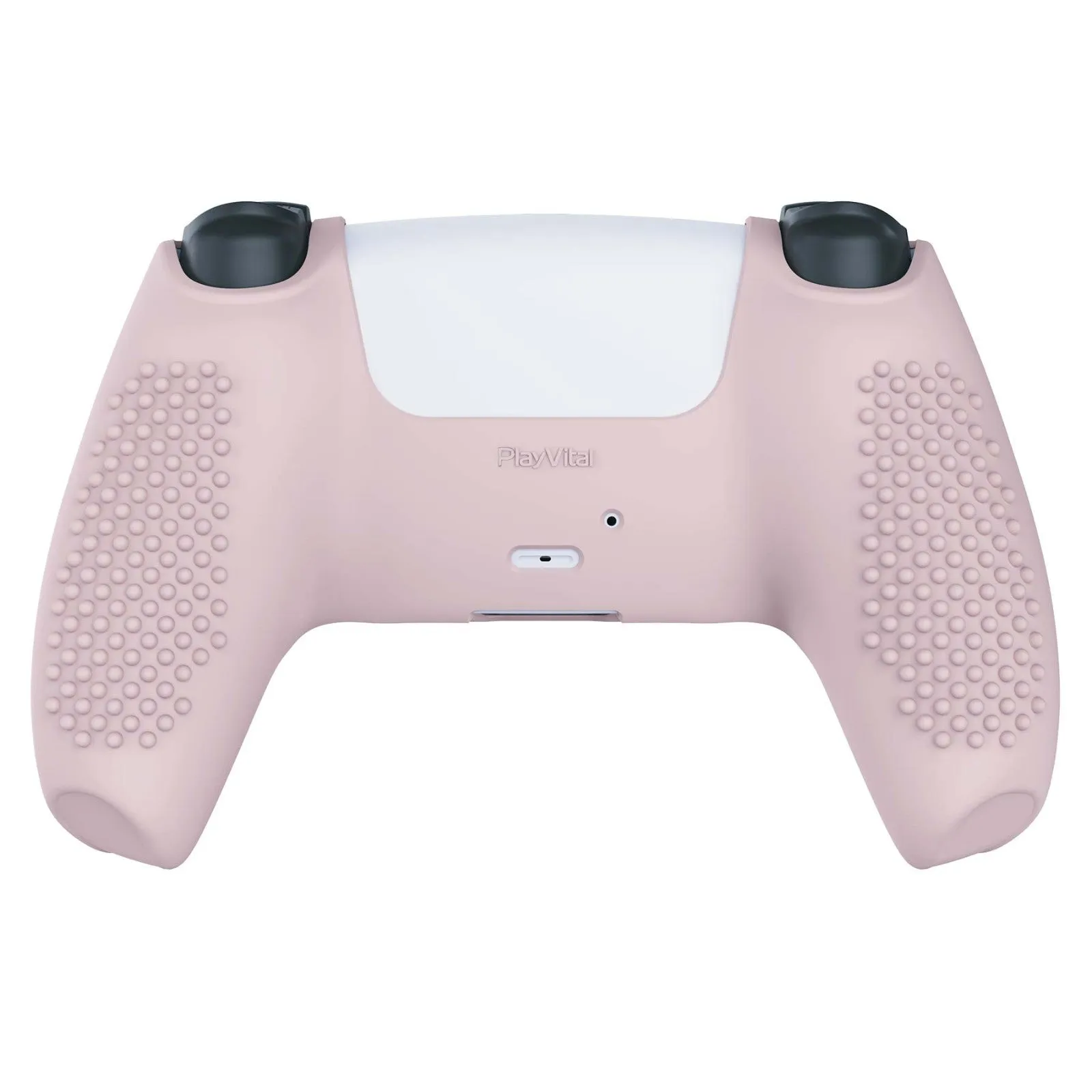 PlayVital Pink 3D Studded Edition Anti-slip Silicone Cover Skin for 5 Controller, Soft Rubber Case Protector for PS5 Wireless Controller with 6 White Thumb Grip Caps - TDPF005