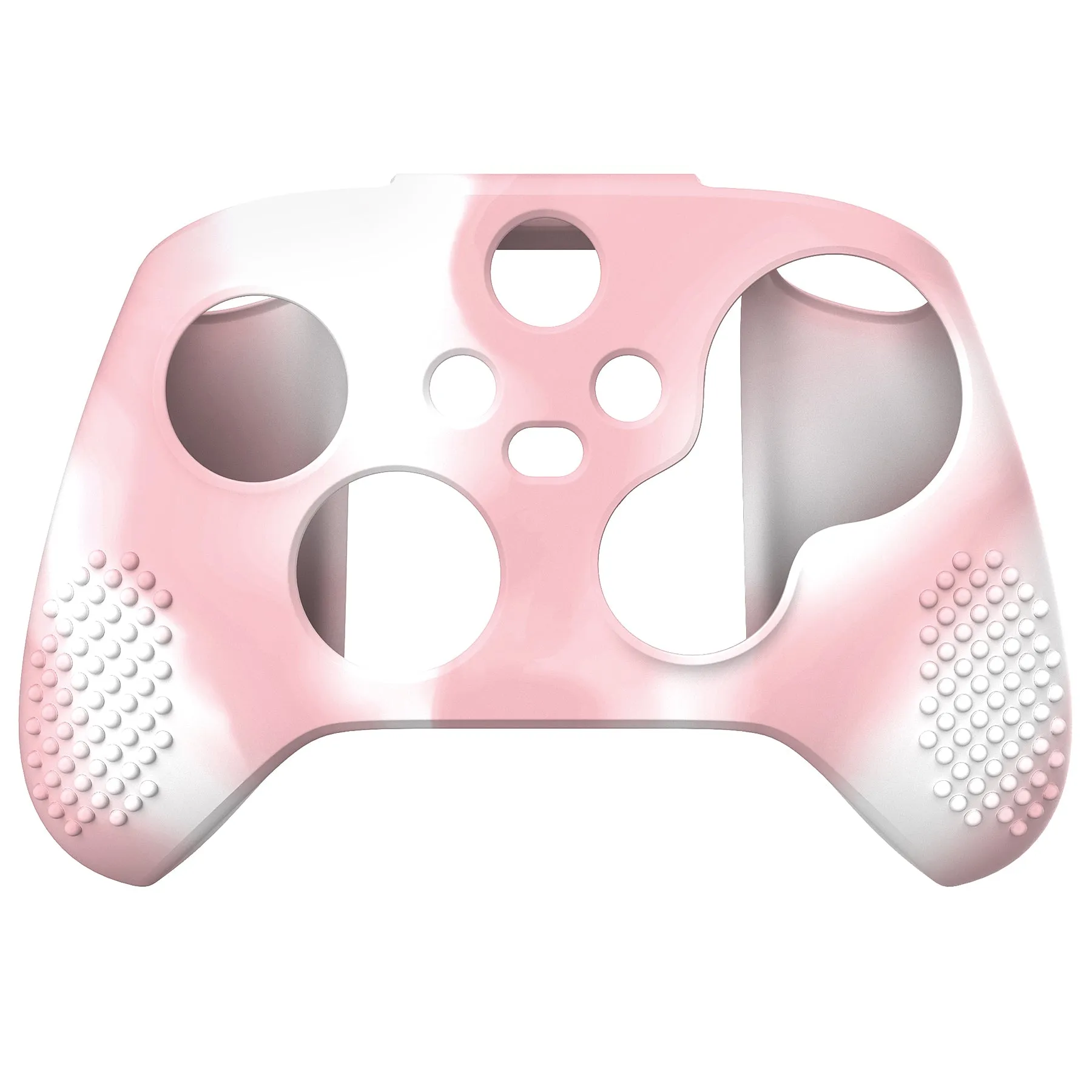 PlayVital Pink & White 3D Studded Edition Anti-slip Silicone Cover Skin for Xbox Series X Controller, Soft Rubber Case Protector for Xbox Series S Controller with 6 Black Thumb Grip Caps - SDX3025