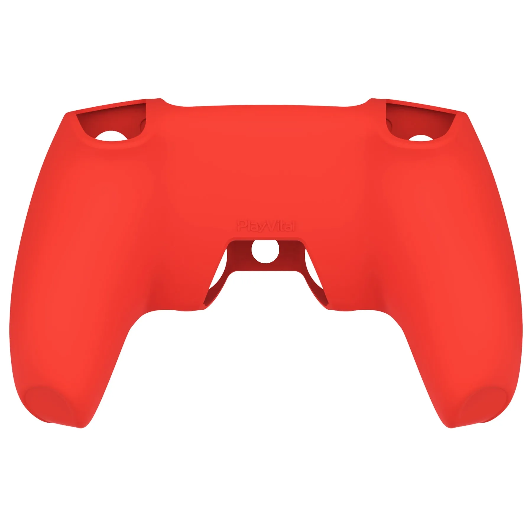 PlayVital Pure Series Dockable Model Anti-Slip Silicone Cover Skin for ps5 Controller, Soft Rubber Grip Case for ps5 Wireless Controller Fits with Charging Station with 6 Thumb Grip Caps - Passion Red - EKPFP005