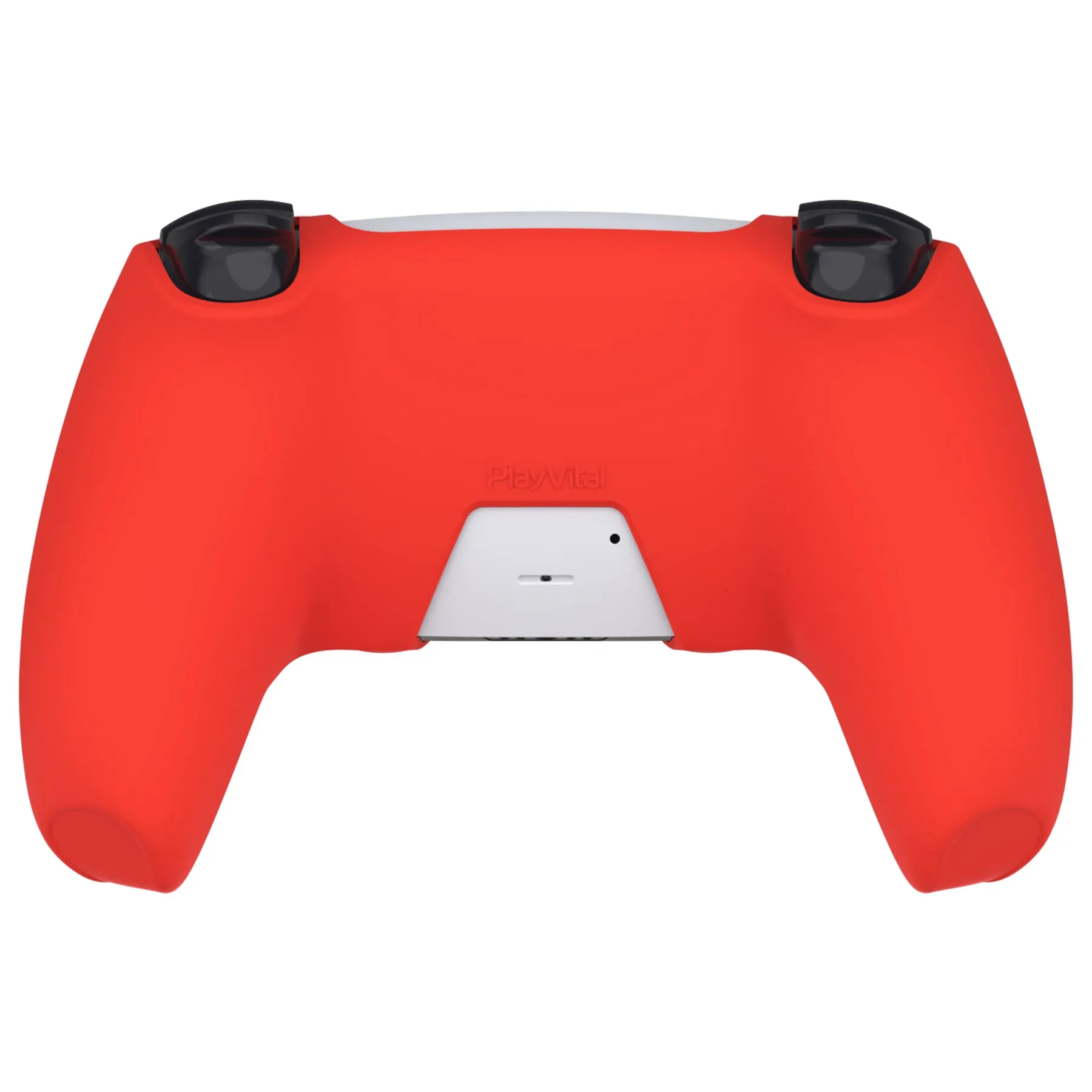 PlayVital Pure Series Dockable Model Anti-Slip Silicone Cover Skin for ps5 Controller, Soft Rubber Grip Case for ps5 Wireless Controller Fits with Charging Station with 6 Thumb Grip Caps - Passion Red - EKPFP005