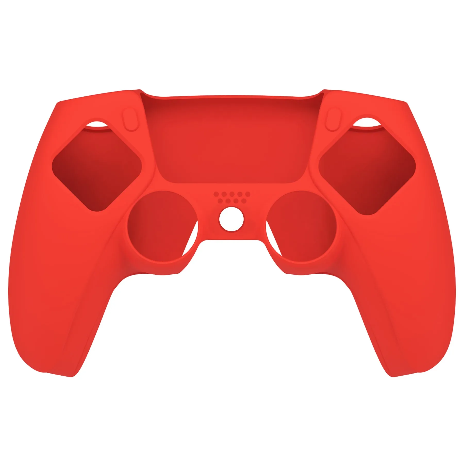 PlayVital Pure Series Dockable Model Anti-Slip Silicone Cover Skin for ps5 Controller, Soft Rubber Grip Case for ps5 Wireless Controller Fits with Charging Station with 6 Thumb Grip Caps - Passion Red - EKPFP005