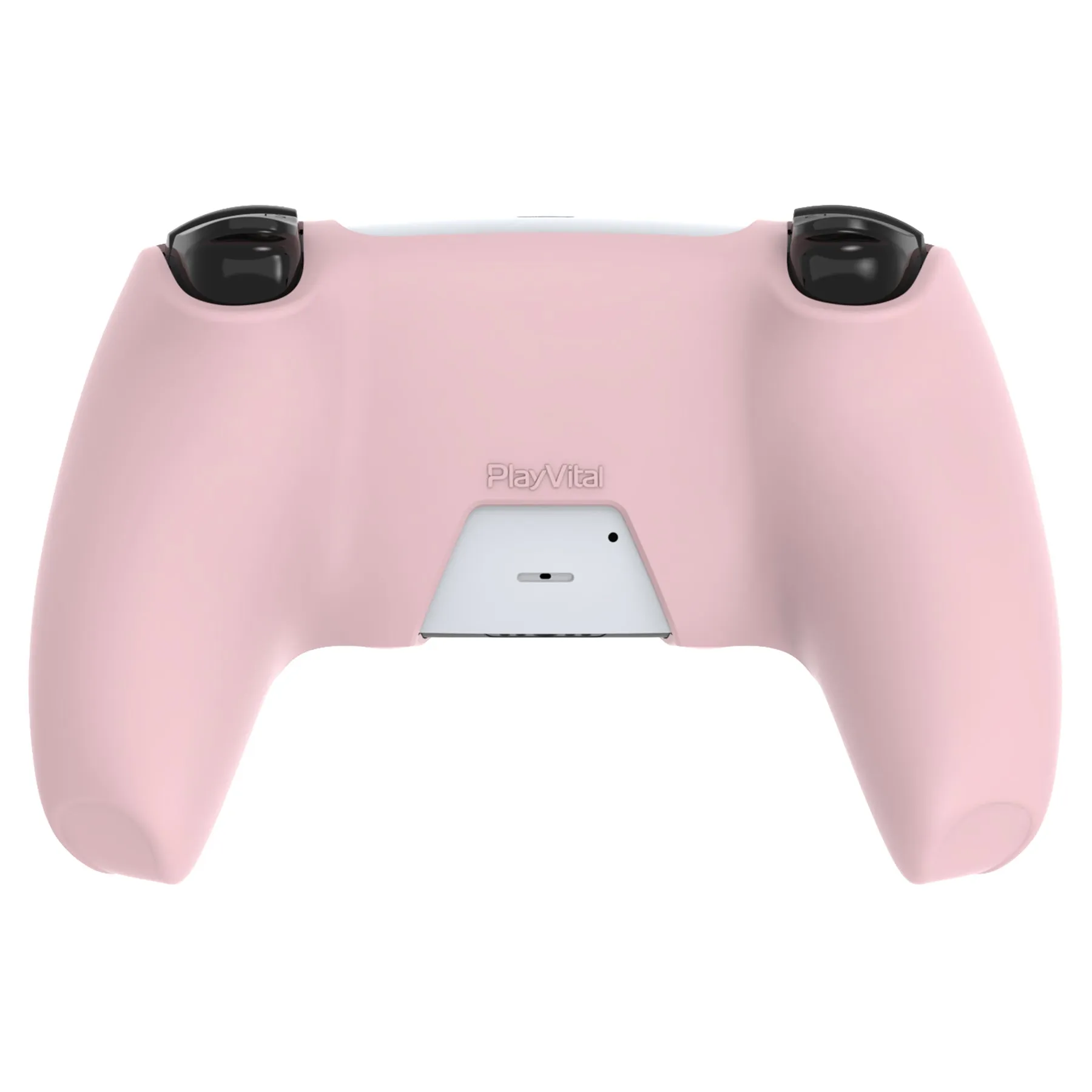 PlayVital Pure Series Ergonomic Anti-Slip Silicone Cover Skin for PS5 Controller, Soft Rubber Grip Case for PS5 Wireless Controller Fits with Charging Station with 6 Thumb Grip Caps - Cherry Blossoms Pink - EKPFP007