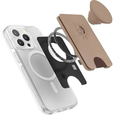 PopSockets Magnetic Phone Wallet with Grip and MagSafe, Magnetic Adapter Ring Included - Latte