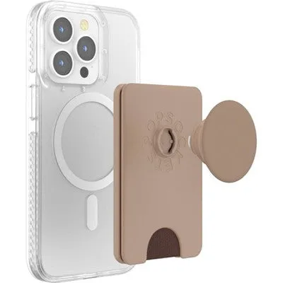 PopSockets Magnetic Phone Wallet with Grip and MagSafe, Magnetic Adapter Ring Included - Latte