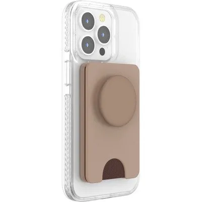 PopSockets Magnetic Phone Wallet with Grip and MagSafe, Magnetic Adapter Ring Included - Latte