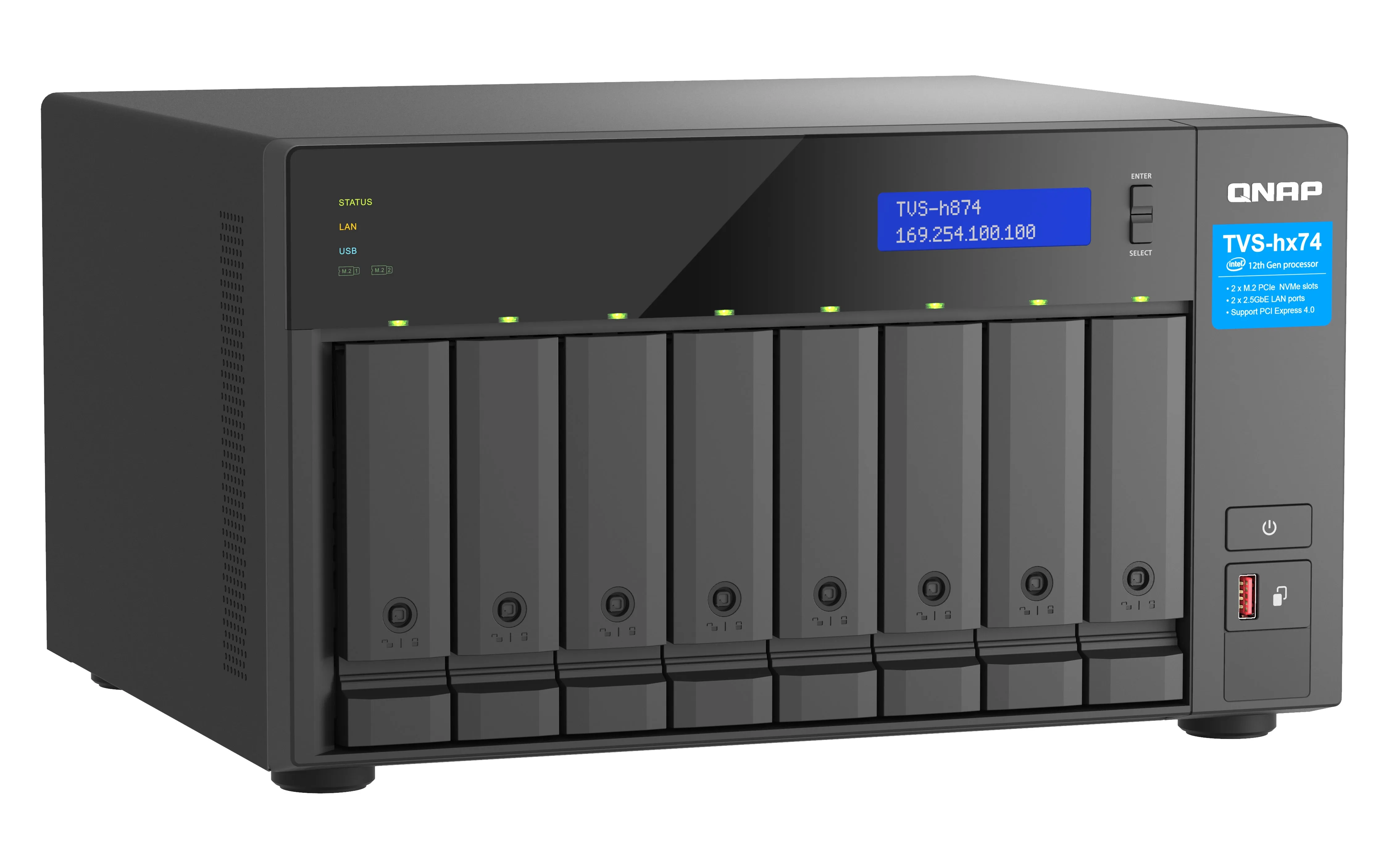 Qnap Tvs-H874t - Nas Server - 8 Bays - Sata 6Gb/S - Raid Jbod, Raid 0, 1, 5, 6, 10, 50, 60 - Ram 32 Gb - 2.5 Gigabit Eth