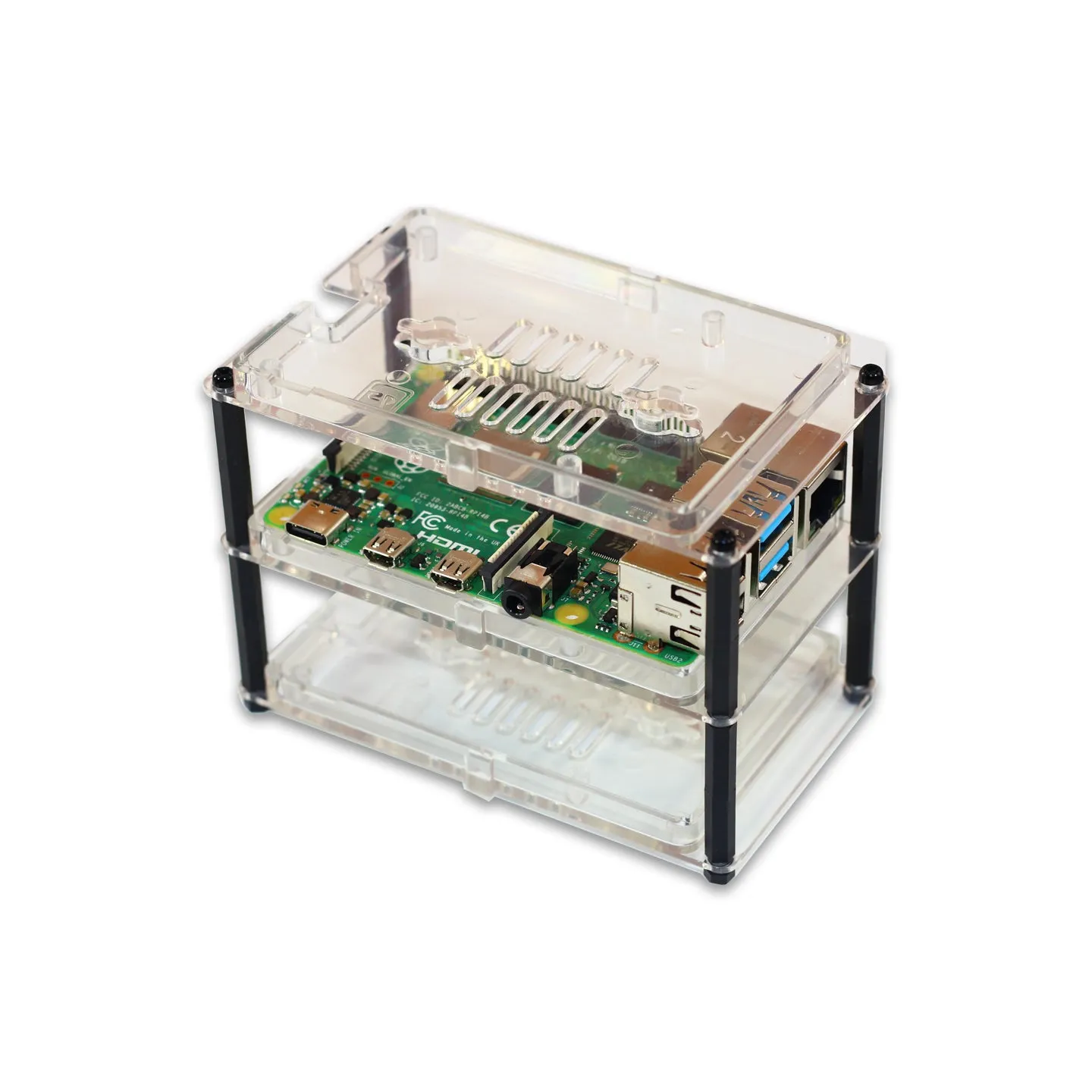 Raspberry Pi 4, 3B , 3, 2 Bumper Case - Clear