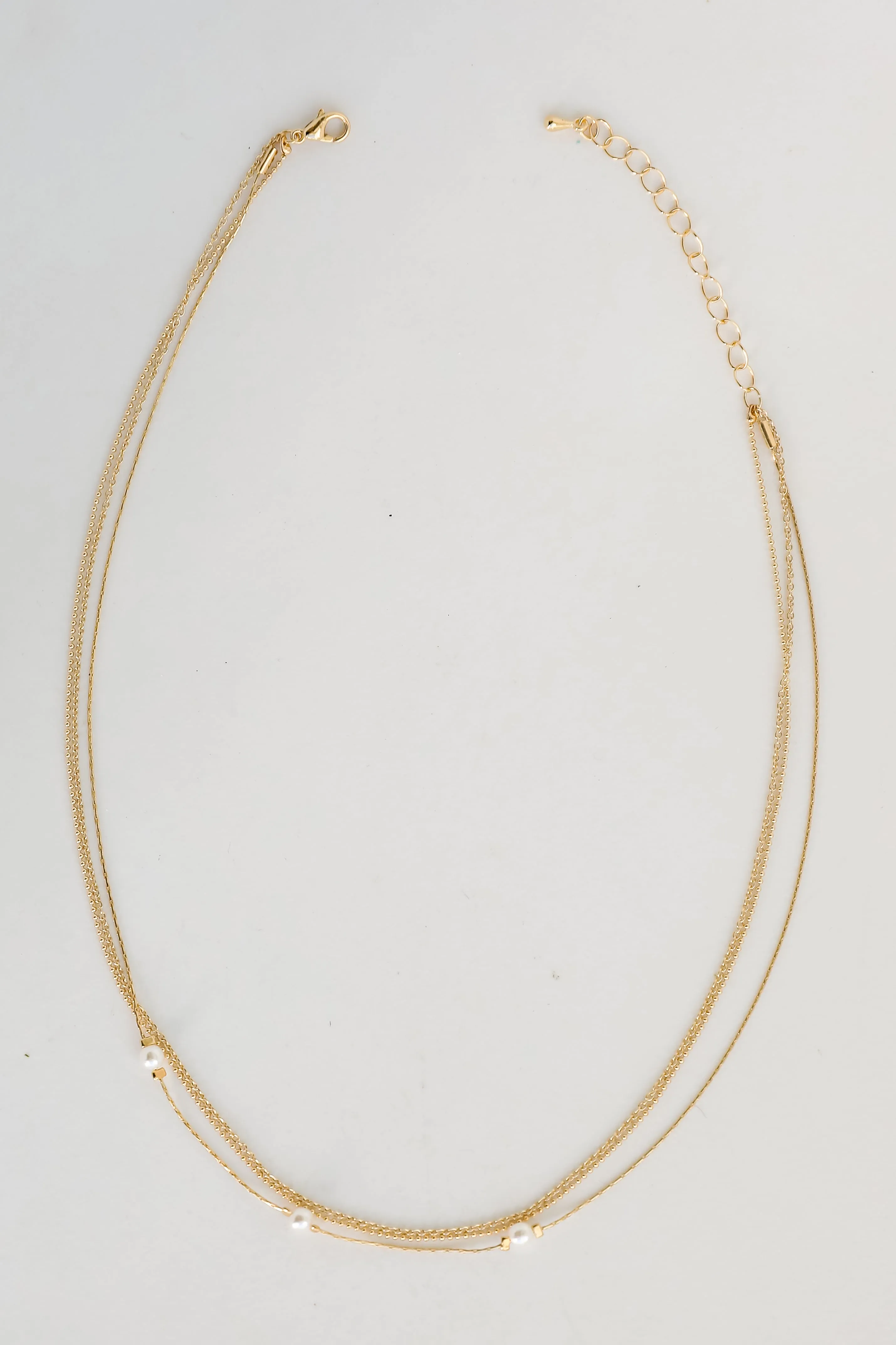 Reece Gold Pearl Layered Chain Necklace