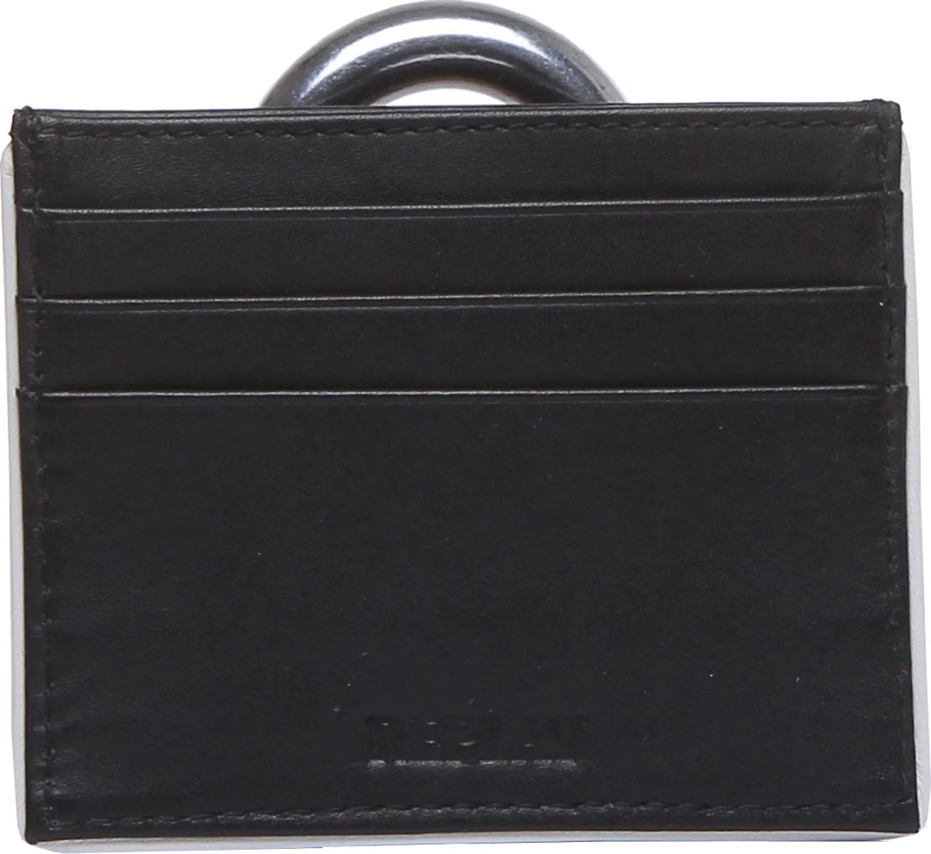 Replay Card Holder In Black White For Men