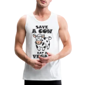 Save A Cow Eat A Vegan Men's Premium Tank Top