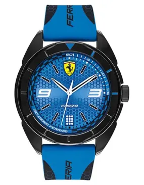 Scuderia Ferrari Forza Mens Watch - Black Resin - Blue Dial - Silicone Strap