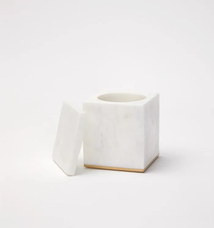 Sferra | Pietra Marble Storage Jar - White & Silver