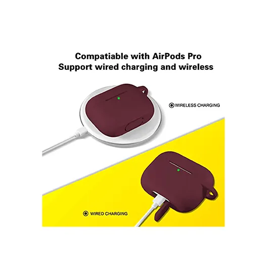 Silicone Case Cover for Airpods Pro (Wine)