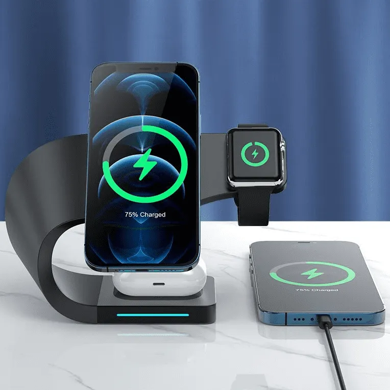 Sleek 3-in-1 Curved Wireless Charger