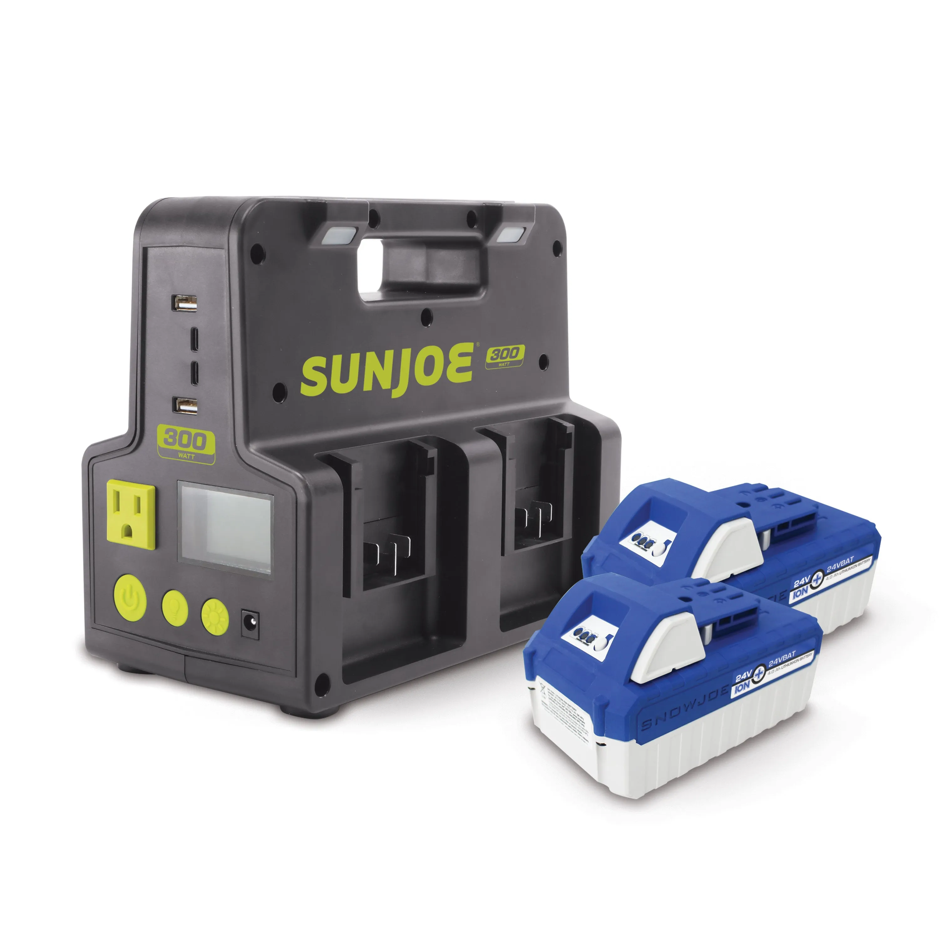 Snow Joe   Sun Joe CERTIFIED AUTHENTIC Ultimate 24-Volt* Charging Bundle | Power Station   2 x 4.0-Ah Batteries