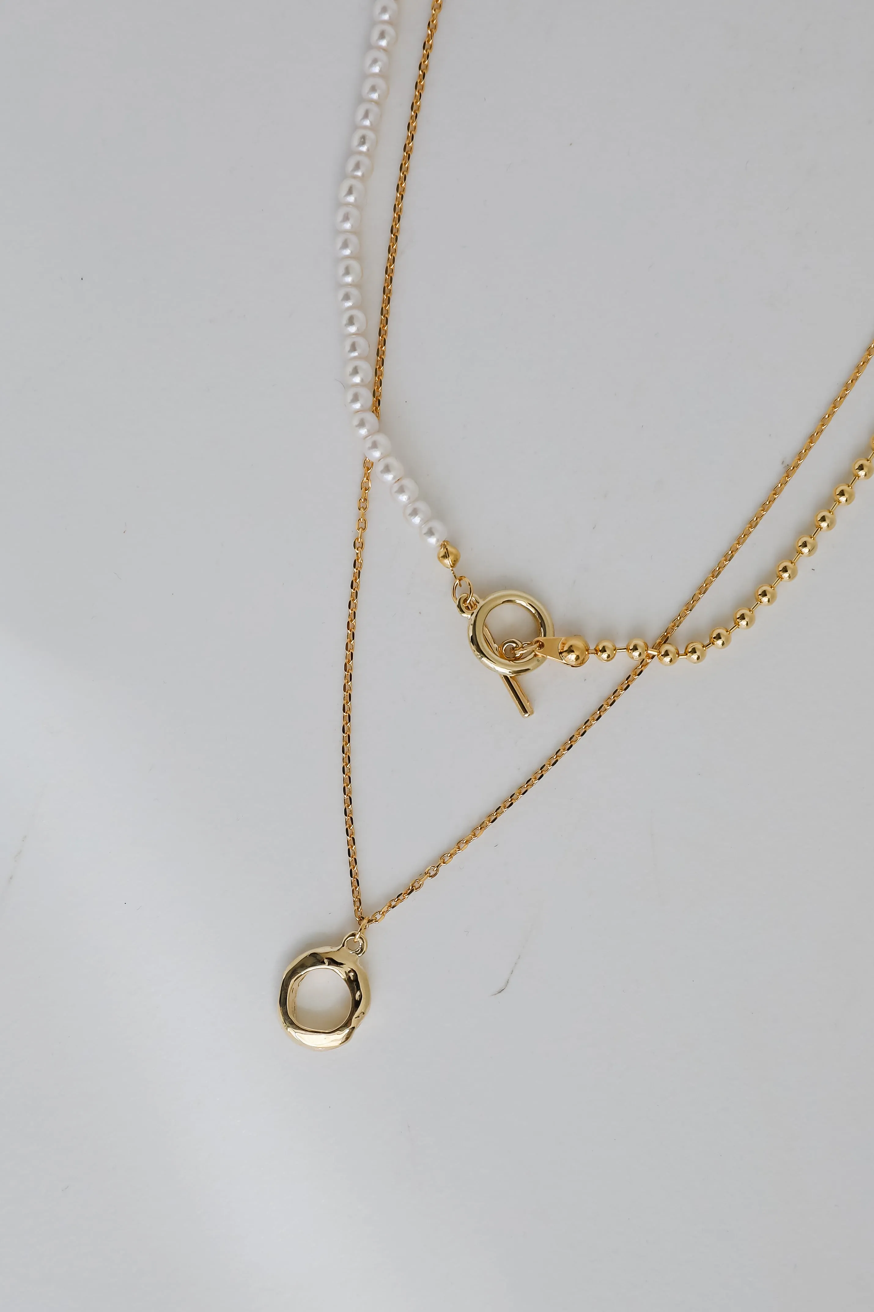 Sophia Gold Pearl Layered Chain Necklace