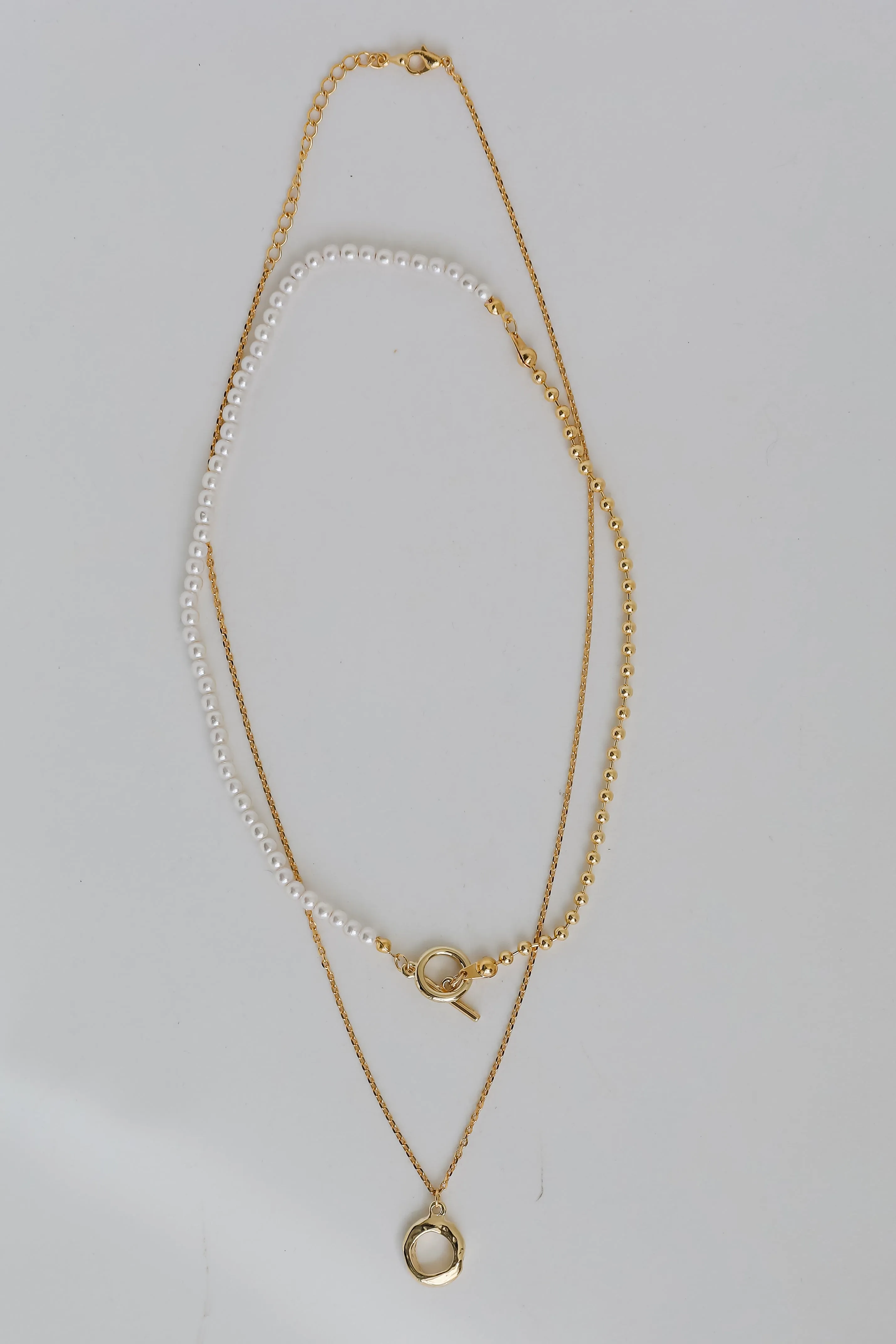 Sophia Gold Pearl Layered Chain Necklace