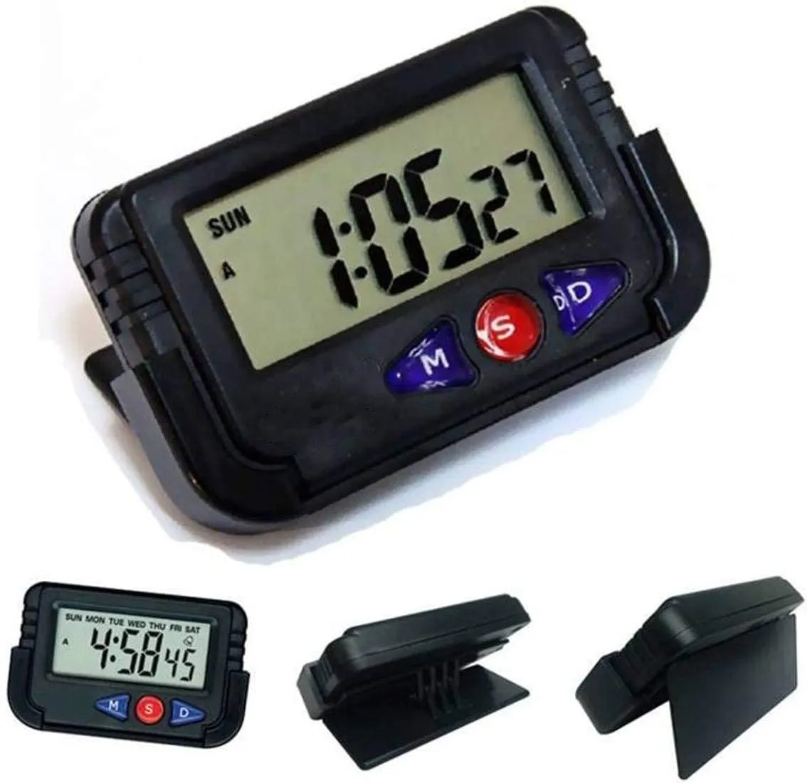 SP Electron NA-613D Plastic Clock and Stopwatch with Flexible Stand for Car Dashboard (Pack of 1)