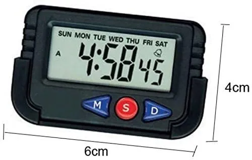 SP Electron NA-613D Plastic Clock and Stopwatch with Flexible Stand for Car Dashboard (Pack of 1)