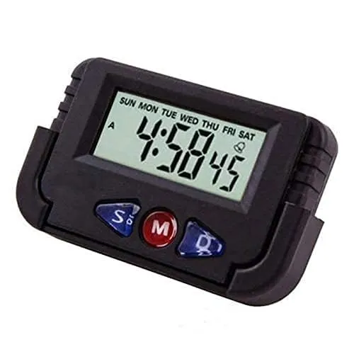 SP Electron NA-613D Plastic Clock and Stopwatch with Flexible Stand for Car Dashboard (Pack of 1)