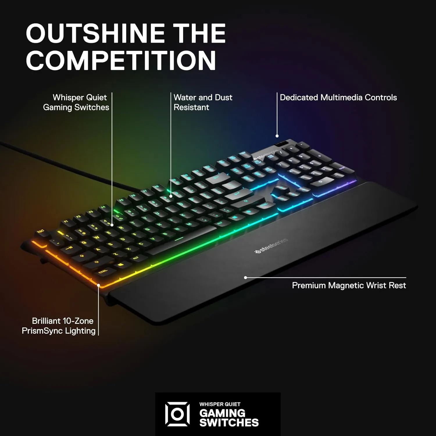 SteelSeries APEX 3-US RGB Gaming Keyboard (64795)