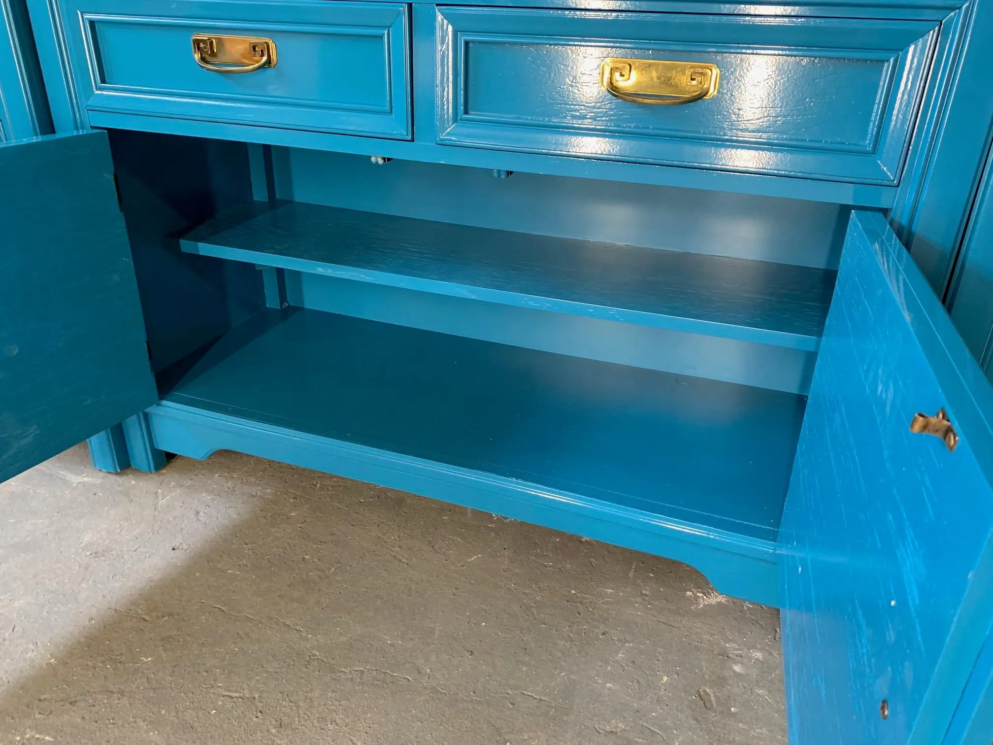 Thomasville Sideboard Cabinet in Blue Lacquer